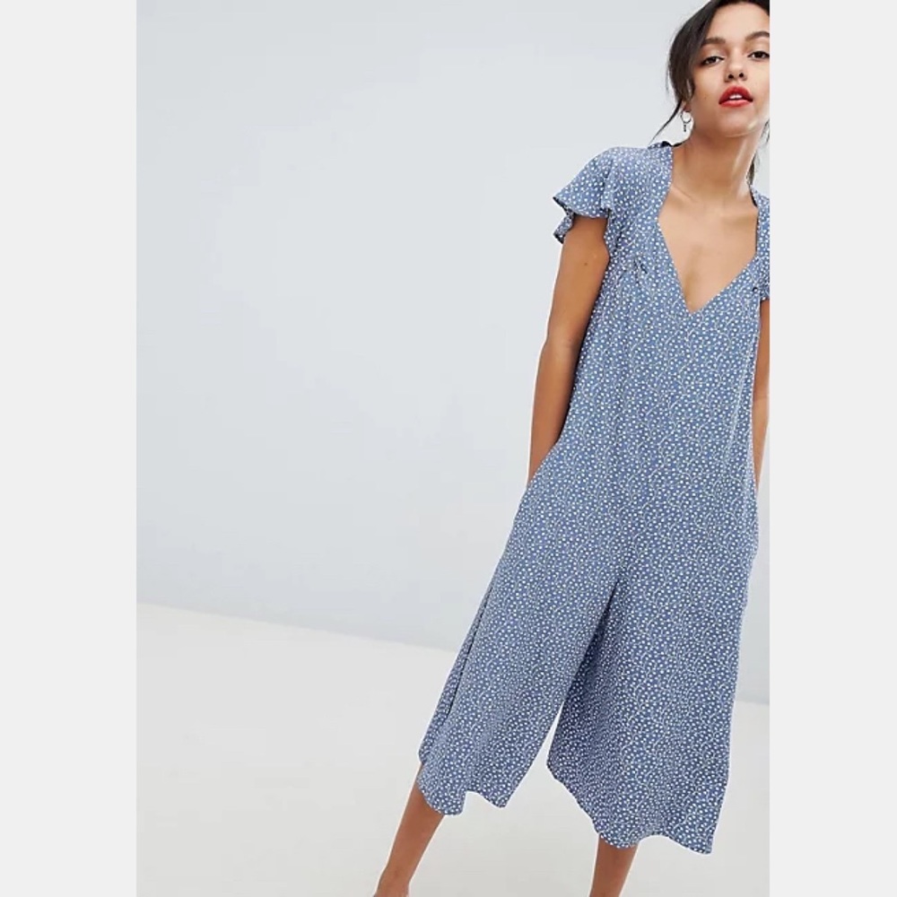 French Connection blue floral slouchy jumpsuit